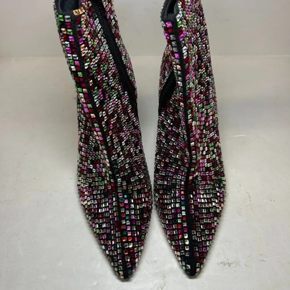 Wild Pair Womens 6 M Multi Bling Ingridd Pointed Toe Dress Booties DISPLAY RX1